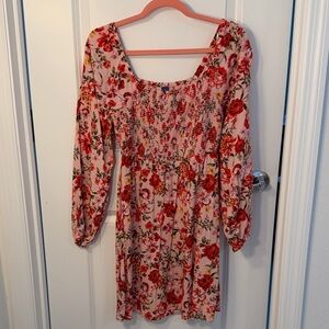 Old Navy Red Floral Long Sleeve Dress